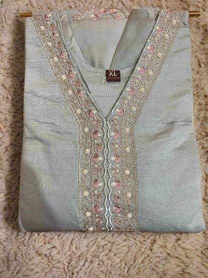 A-PURE RUSSIAN SILK SALWAR KAMEEZ AND DUPATTA