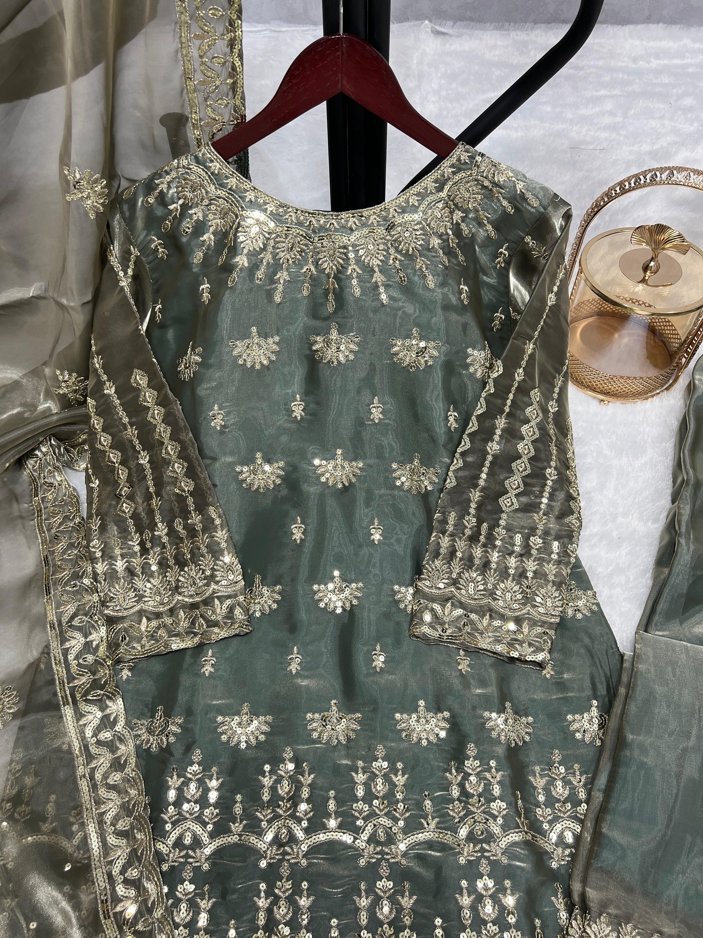 Premium Elegance Unveiled - Jimmy Choo Silk Kurti Set with Exquisite Embroidery Work