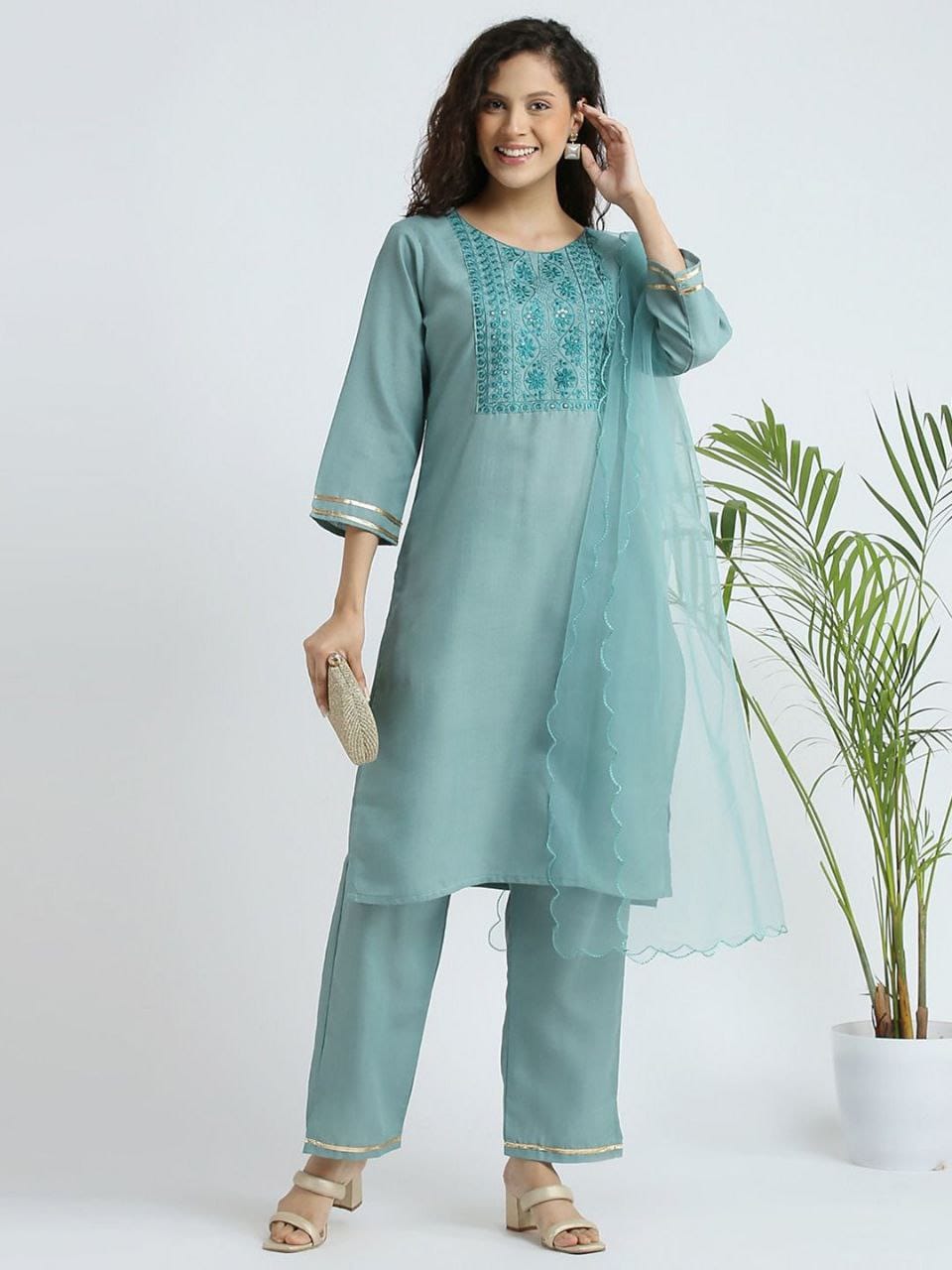 Premium Heavy  New Launching 5 Design Kurtis Pant Dupatta Sets 🔅