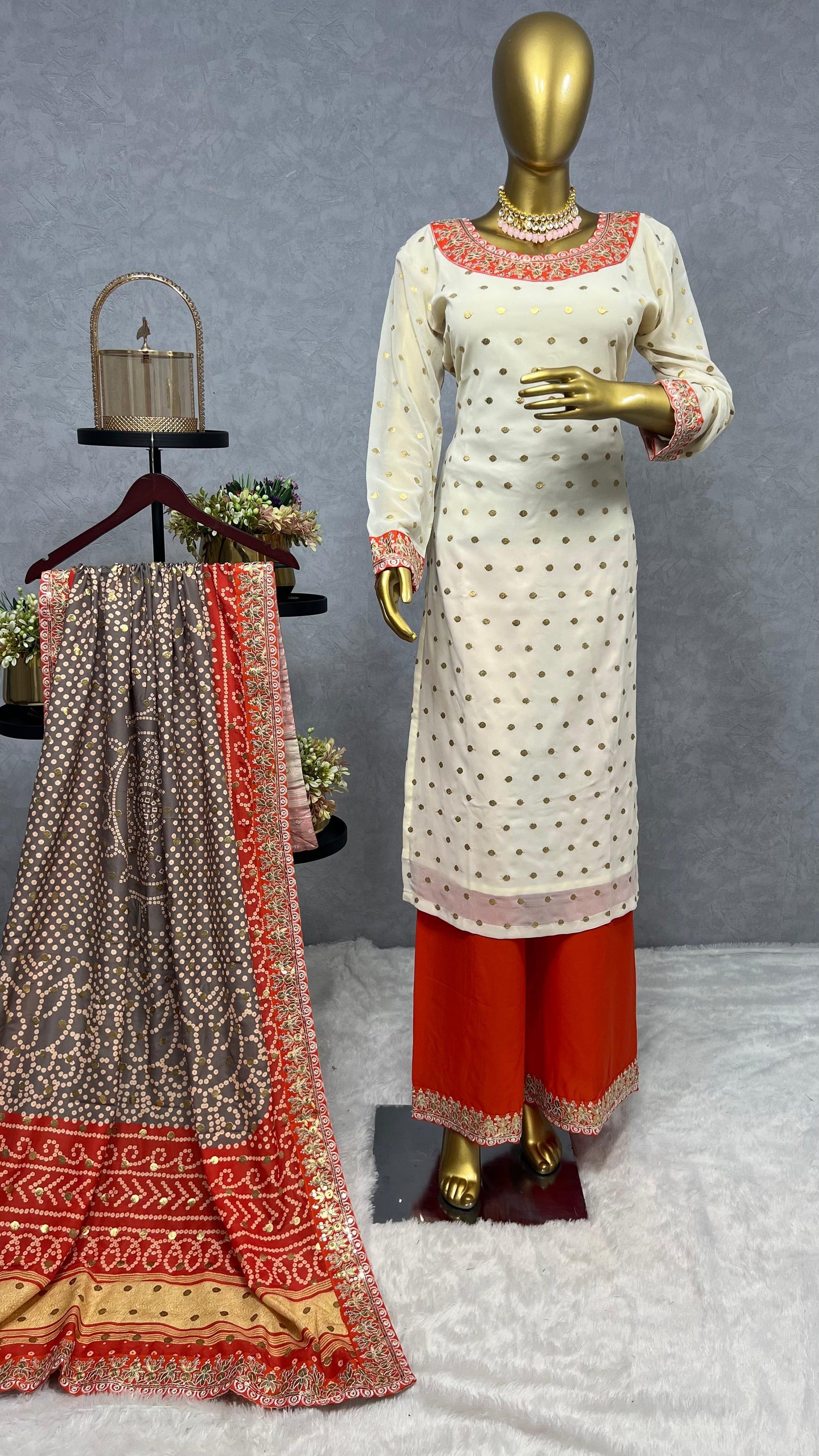 Fancy Kurti Set with Plazzo and a Stunning Dupatta!