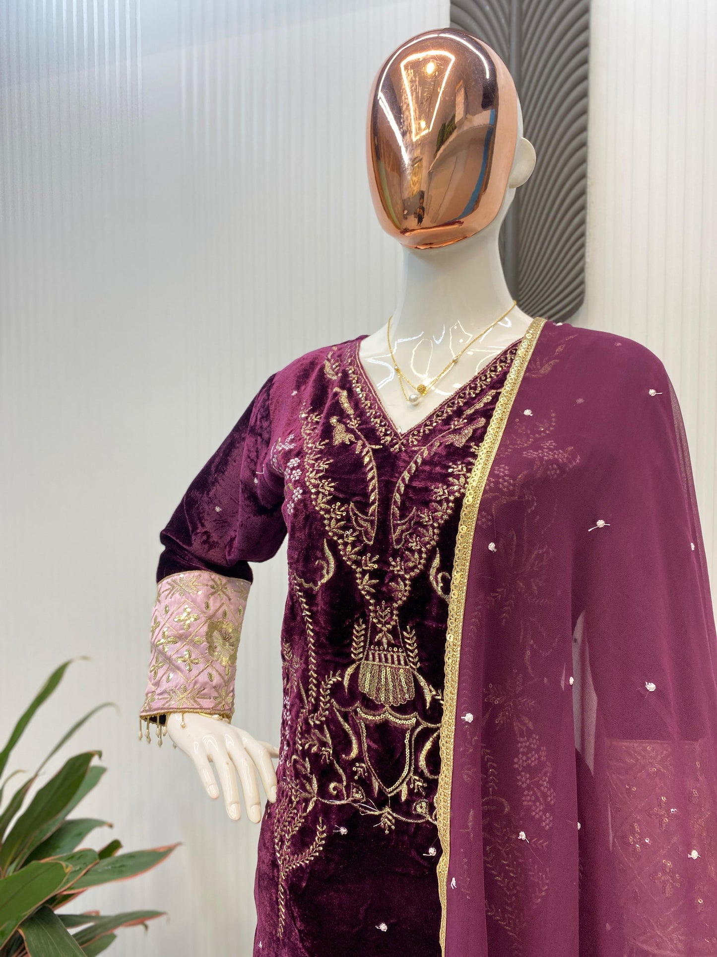 Designer Velvet Embroidered Suit!