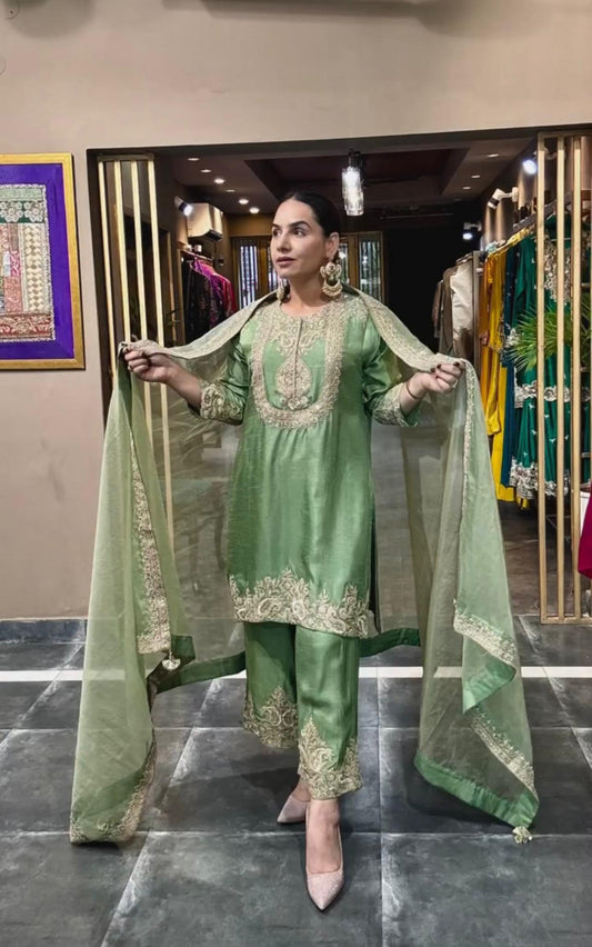 Designer Luxurious  Chinnon Silk Ensemble