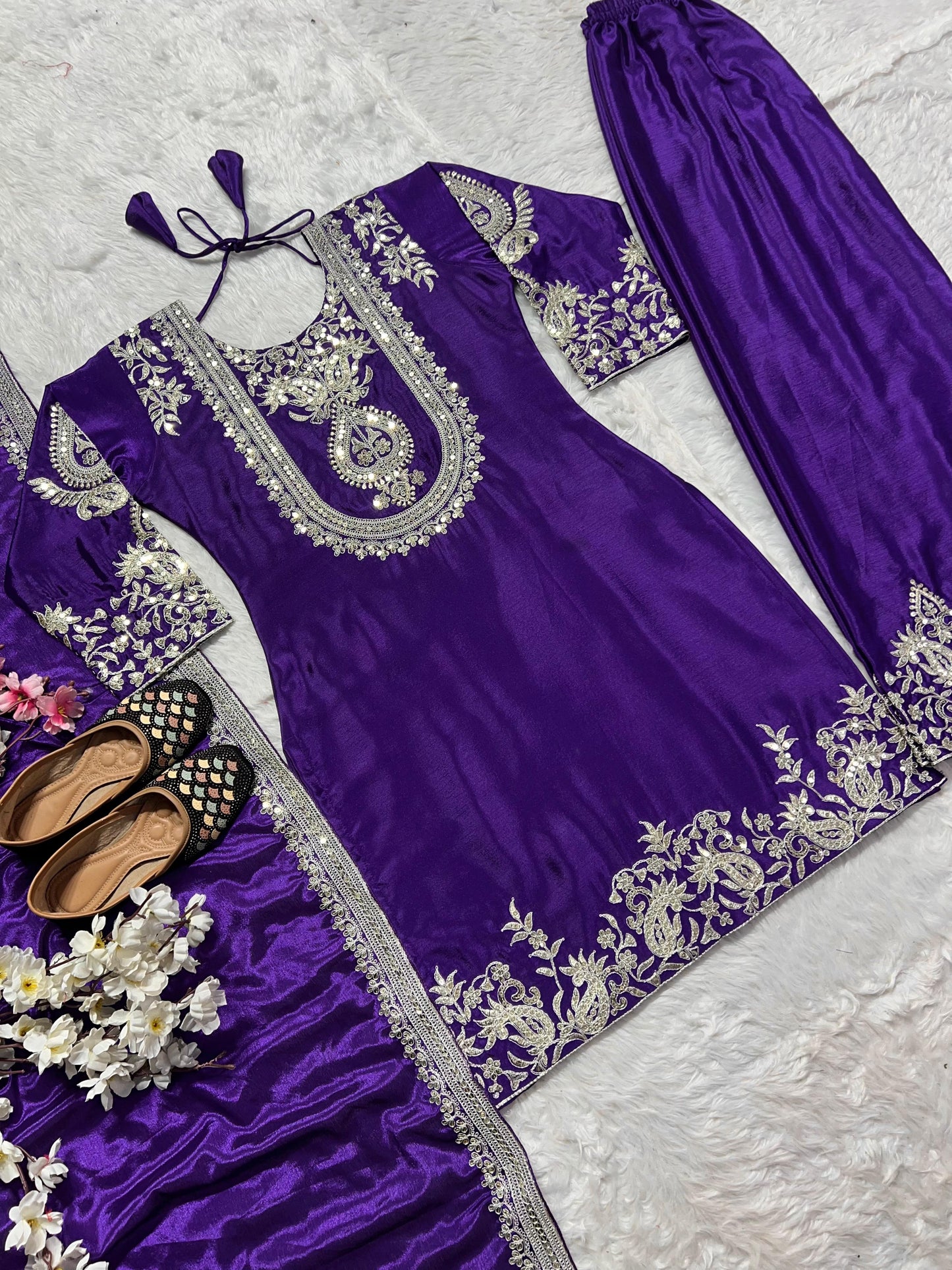 Designer Luxurious  Chinnon Silk Ensemble