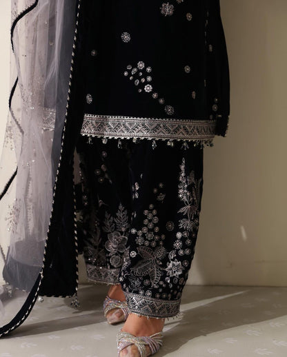 Designer Velvet Sequence Embroidery Suit