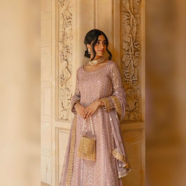 Premium Beautiful Georgette Sharara Suit With Embroidery Work