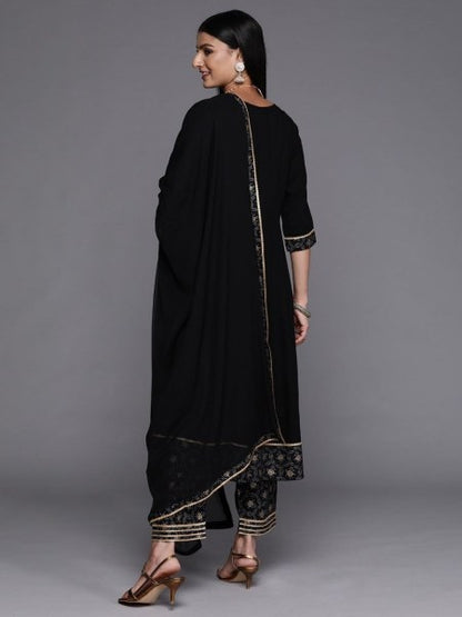 Premium Stunning Black Reyon Slub Kurta Set