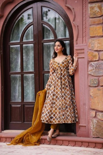 Premium Fox Georgette Digital Printed Gown With Dupatta