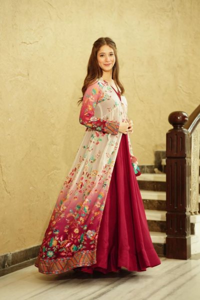 Heavy Georgette Gown With Embroidered Work