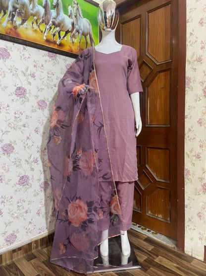 Premium Heavy Pure Maska Cotton Silk Kurti Plazzo With Dupatta