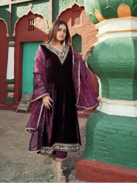 Luxurious  Velvet Sequin Embroidered Salwar Kameez Collection