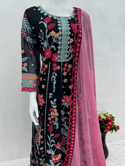 Party Wear Heavy Faux Georgette With Sequence Work Pakistani Style Suit