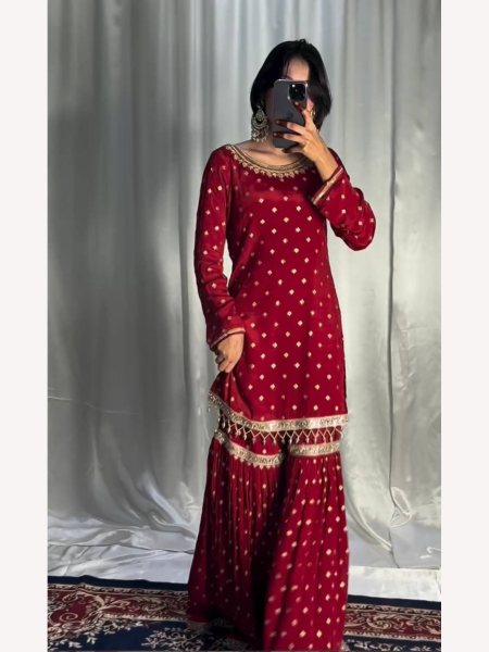 A Party Wear Look Fully Stitched Heavy Georgette Sharara Suits