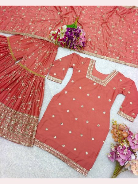 Heavy Embroidery Sequence Work Sharara Set