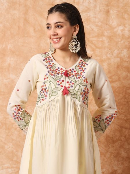 Women Viscose Kurti Pant With Organza Dupatta